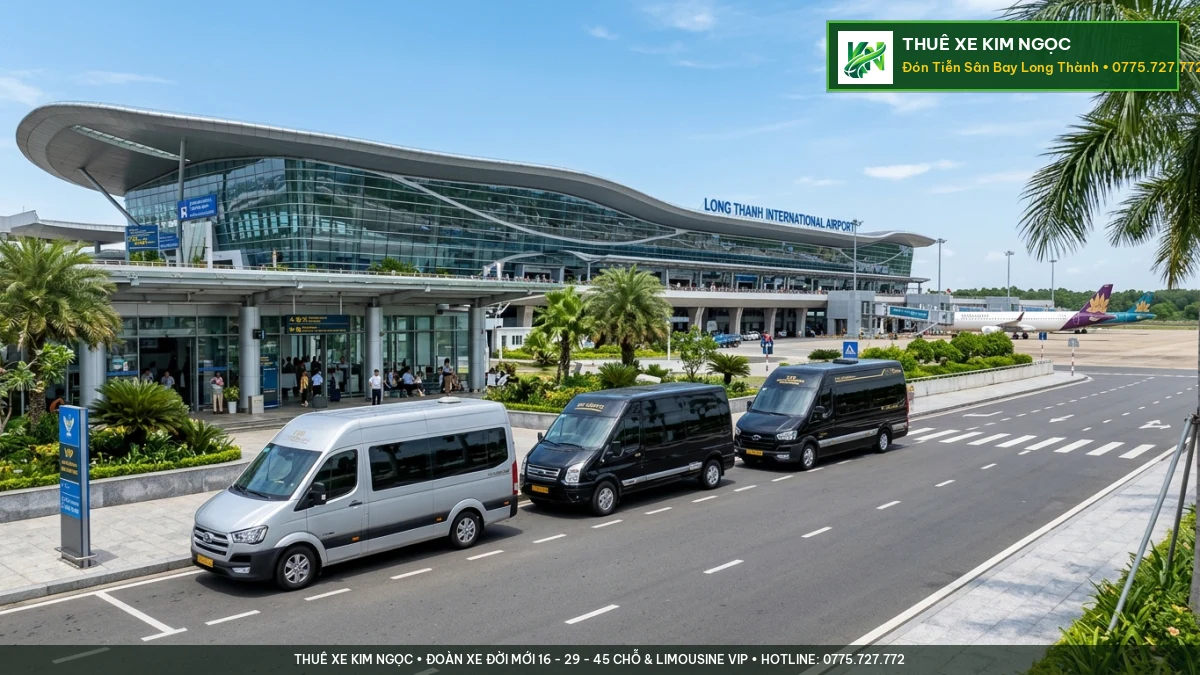 Thuê Xe 16 Chỗ Đi Sân Bay Long Thành Từ TP.HCM – Giá Trọn Gói, Đón Tiễn Đúng Giờ 24/7 - Thuê Xe Kim Ngọc